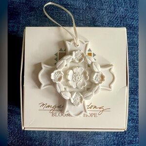 Vintage 1998 Margaret Furlong Porcelain Bisque Ornament Blooms of Hope Cross